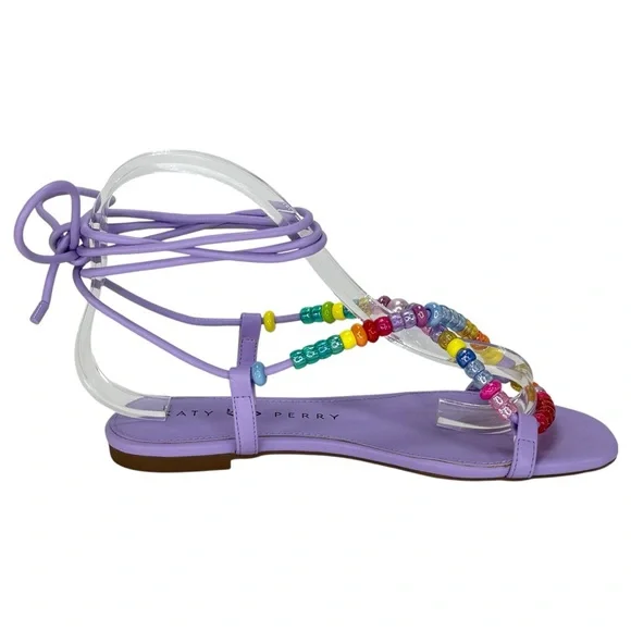 Katy Perry Halie Bead Purple Tie Up Womens Sandals Size 6.5M - Picture 5 of 13